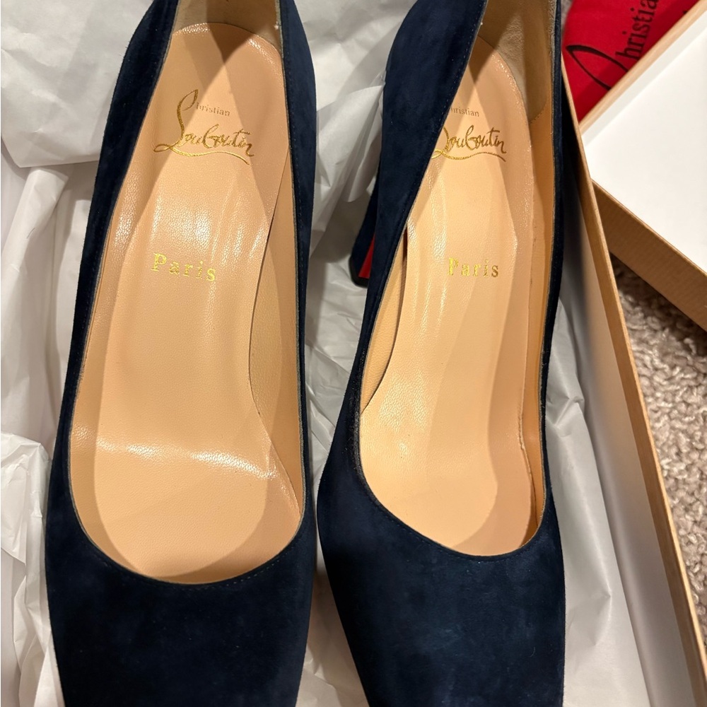 Christian Louboutin Women's Suede Navy Heels